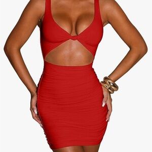 Red Bodycon Open Dress